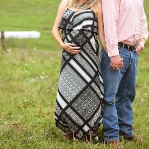 Motherhood Maternity Black and White Flowy Maxi Dress